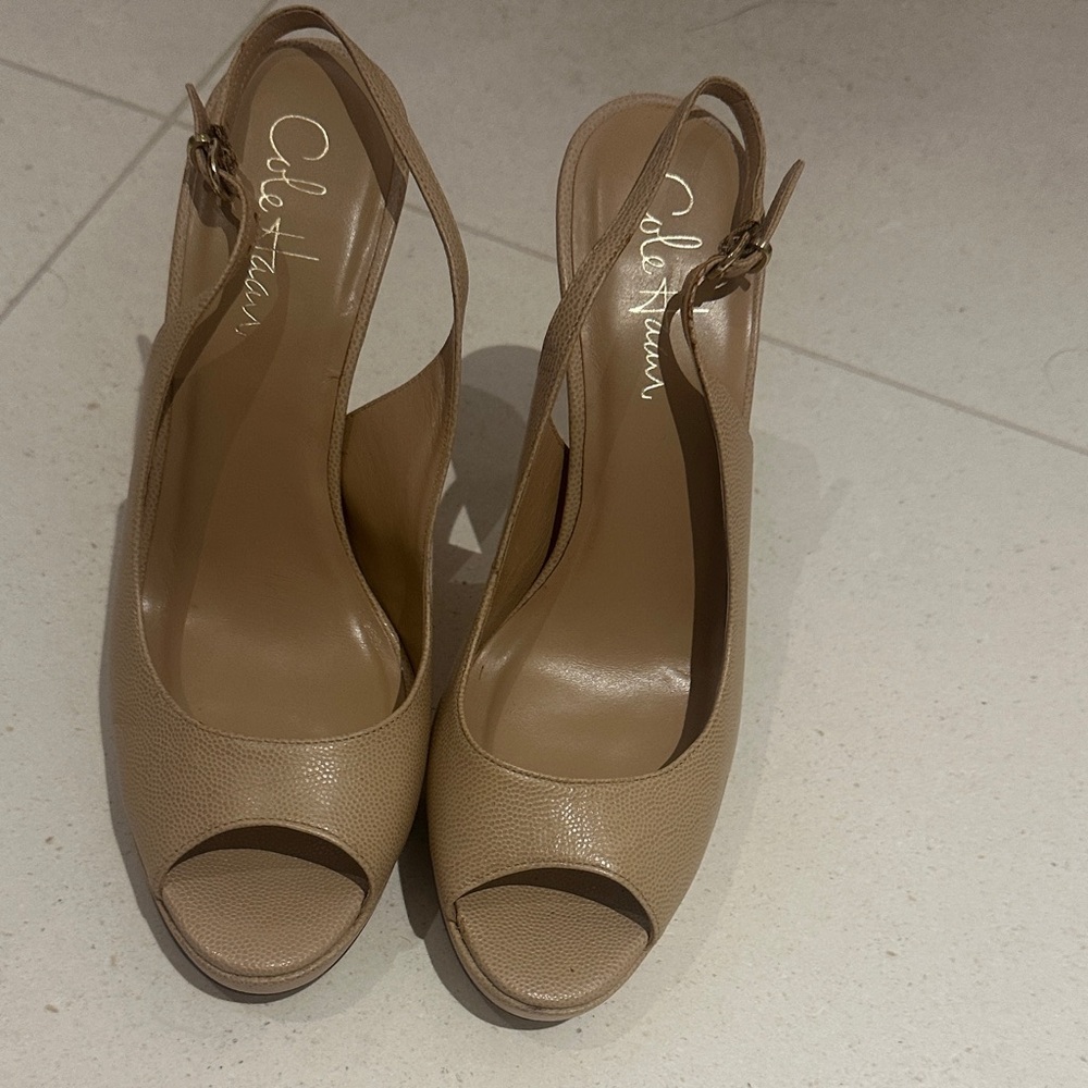 Cole Haan Women's Beige Slingback Heels